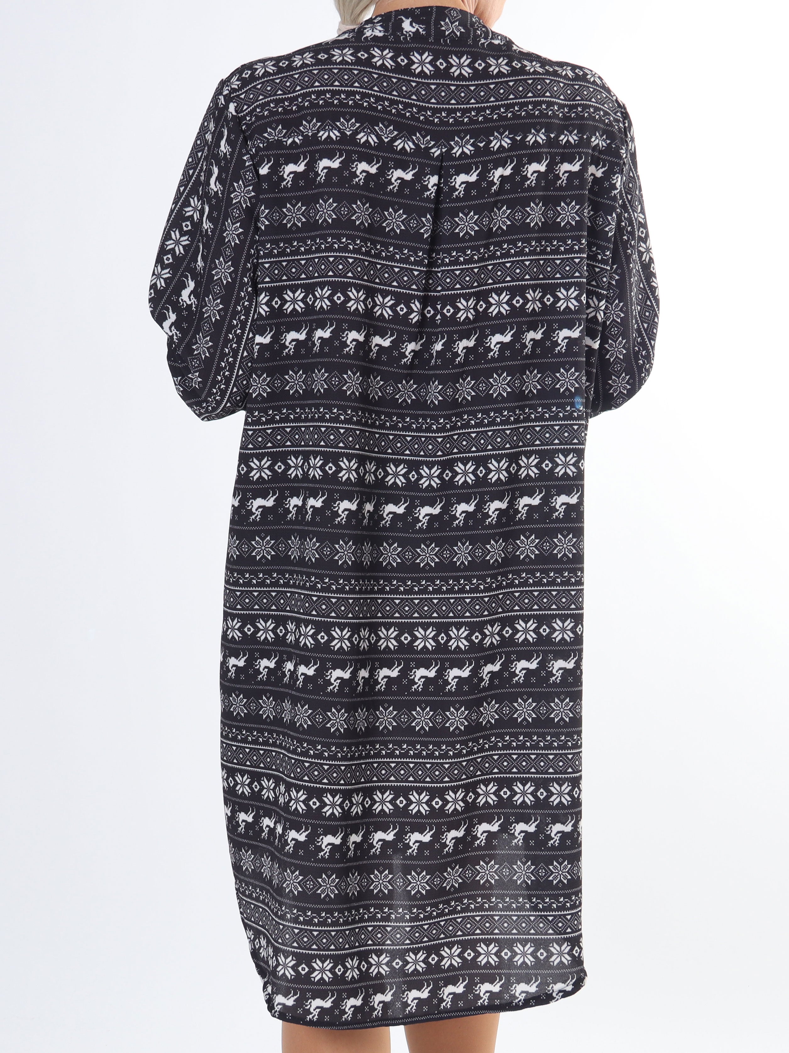 Vanesa Christmas Dress - Plus size skjortekjole med julemønster